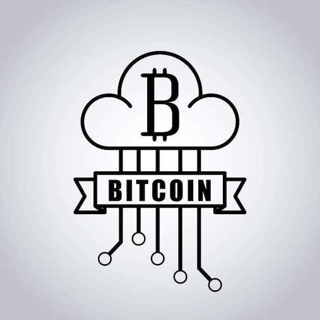 Bitcoin-emblem mit wolke und leiterplatte