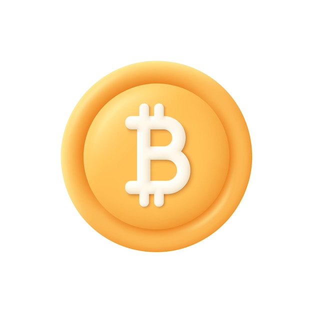 Bitcoin-Goldmünze Kryptowährung Blockchain-Finanz- und Investitionskonzept 3D-Vektor-Symbol Karikatur-Minimal-Stil
