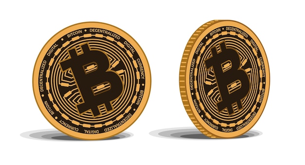 Bitcoin-Goldmünze Kryptowährung Goldmünze Bitcoin-Symbol isoliert auf transparentem Hintergrund Realistische Vektorillustration