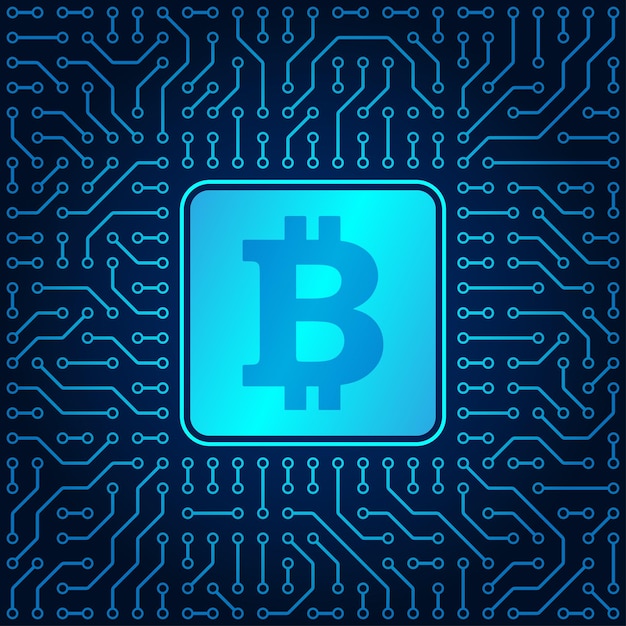 Bitcoin-Kern auf blauem Hintergrund