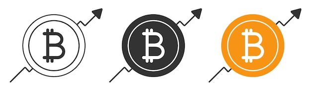 Bitcoin mit Pfeil nach oben Symbol Wachstum Kryptowährung Illustration Symbol Handel Grafikvektor