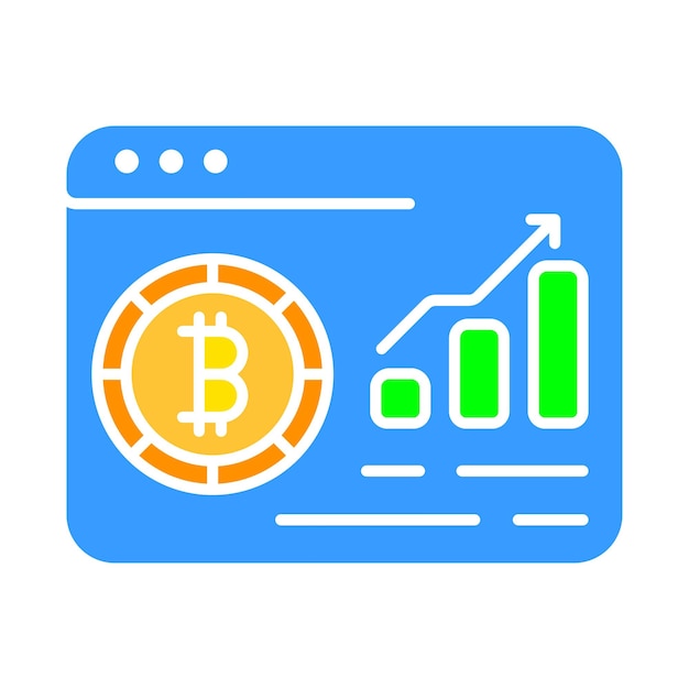 Bitcoin mit wachsendem diagrammliniensymbol kryptowährung elektronische zahlung mining farm anonymität vektorfarbsymbol auf weißem hintergrund für unternehmen und werbung