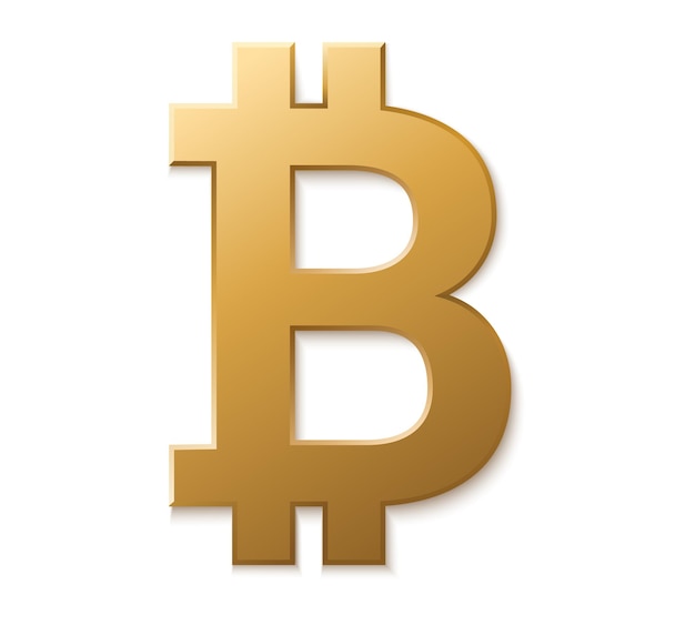 Vektor bitcoin-symbol isoliert auf weiß kryptowährung goldenes symbol vektor-illustration