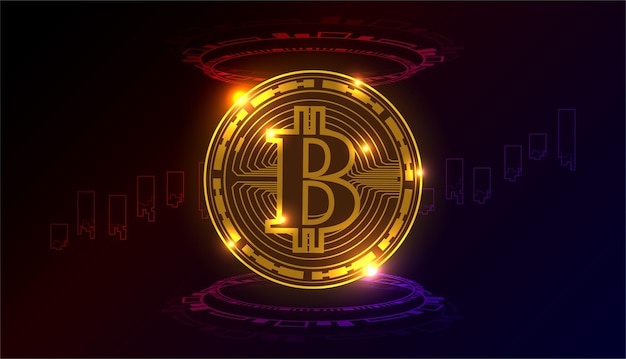 Bitcoin-Währung Krypto-Münze mit Wachstumsdiagramm Internationales Börsenvektordesign