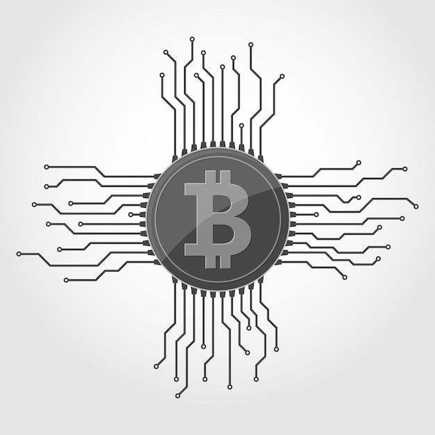 Vektor bitcoin-währungschip vektorillustration