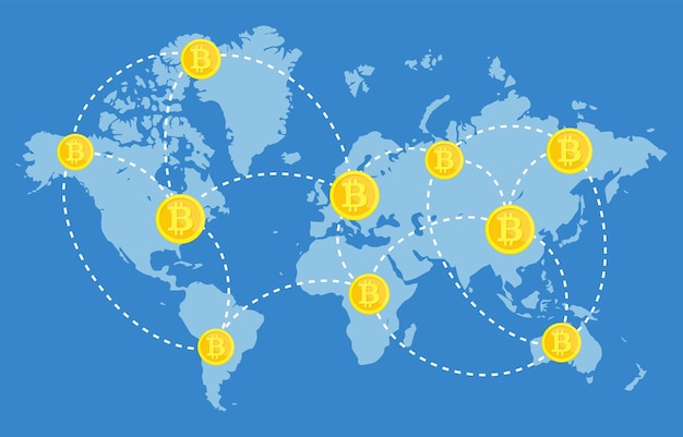 Bitmünzen-netzwerkverbindung, die aus geld besteht