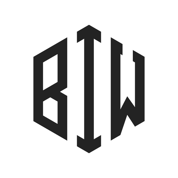 BIW-Logo-Design Anfangsbuchstaben BIW-Monogramm-Logo in sechseckiger Form