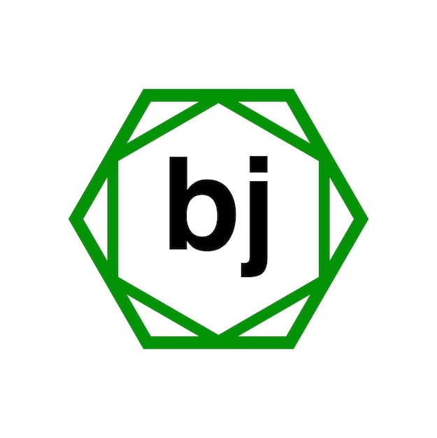 Vektor bj-firmenmonogramm mit grünem diamant-bj-symbol