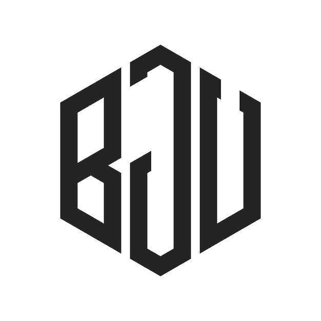 BJU Logo Design Initial Letter BJU Monogram Logo mit Hexagonform