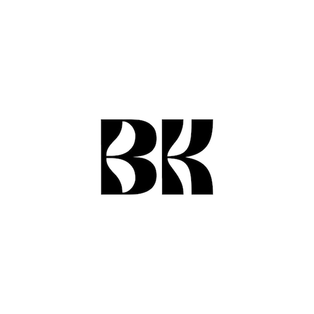 BK-Monogramm-Logo-Design, Buchstabe, Text, Name, Symbol, monochromes Logo, Alphabet-Zeichen, einfaches Logo