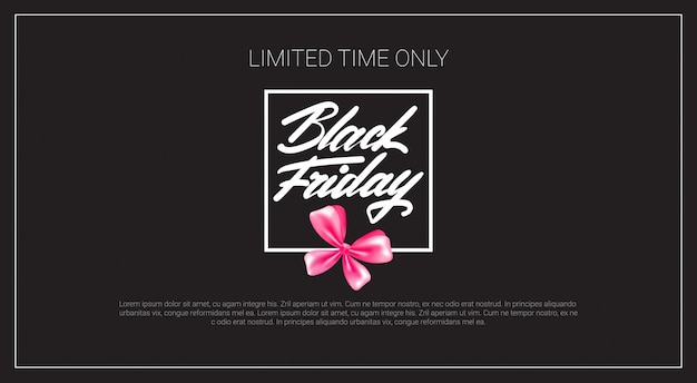 Black friday banner mit pink ribbon bow