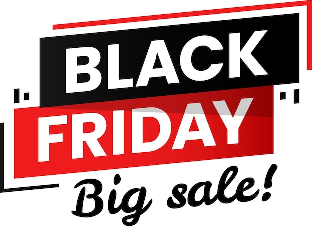 Black Friday Big Sale Banner fördert riesige Rabatte mit auffälligem rot-schwarzem Design, das Aufregung für das bevorstehende Einkaufsereignis erzeugt