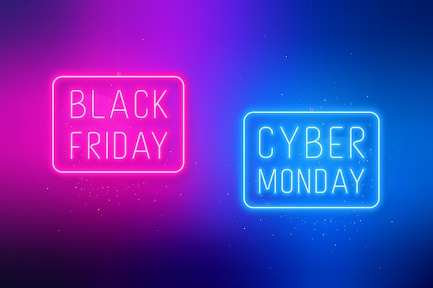 Black friday cyber monday banner hängende verkaufsschilder