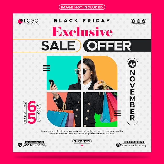 Black Friday Exklusives Verkaufsangebot Social Media Post Template Design