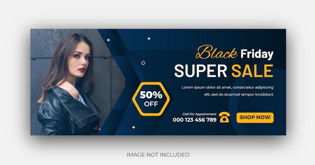 Black friday fashion sale facebook cover timeline template design