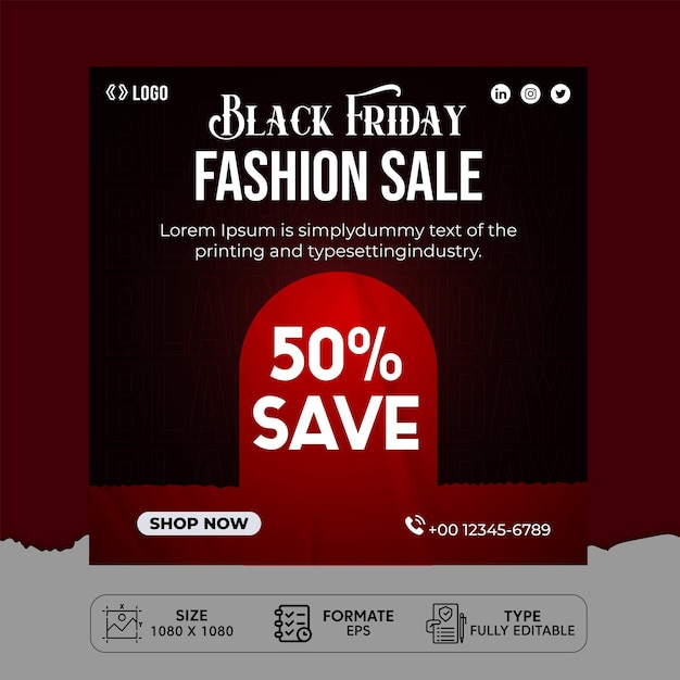 Black friday fashion sale social-media-post-design