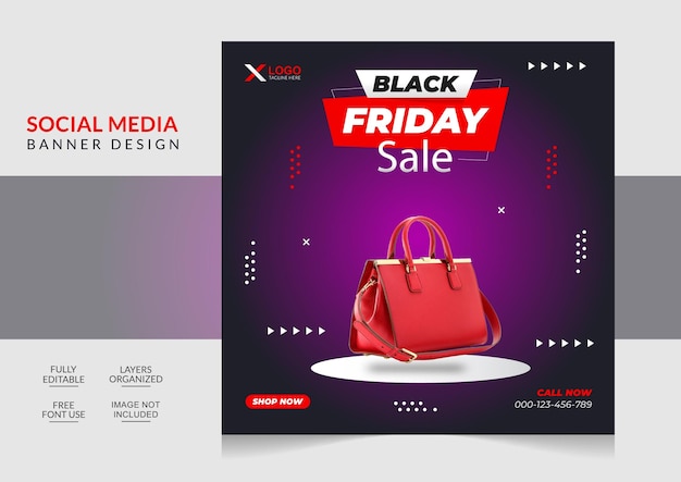 Black friday flash sale social media post banner vorlage