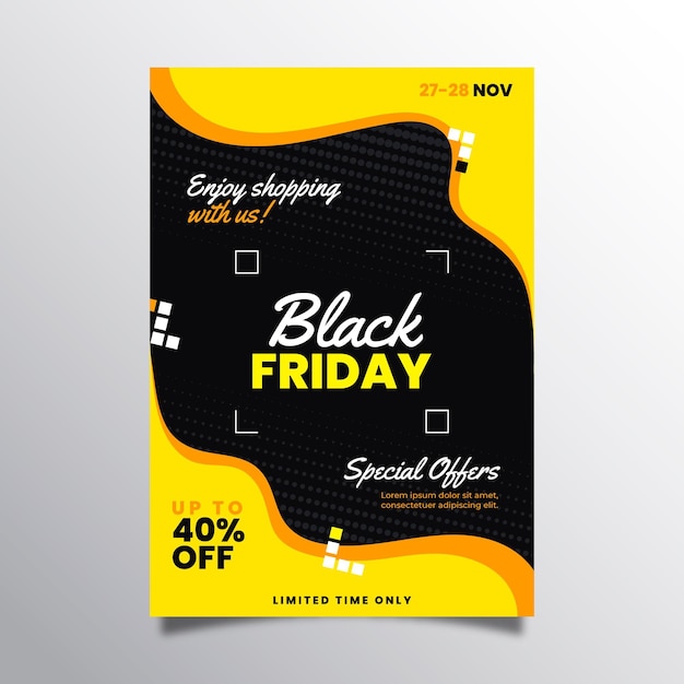 Black friday flyer vorlage in flachem design