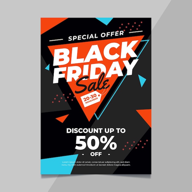 Black friday flyer vorlage in flachem design