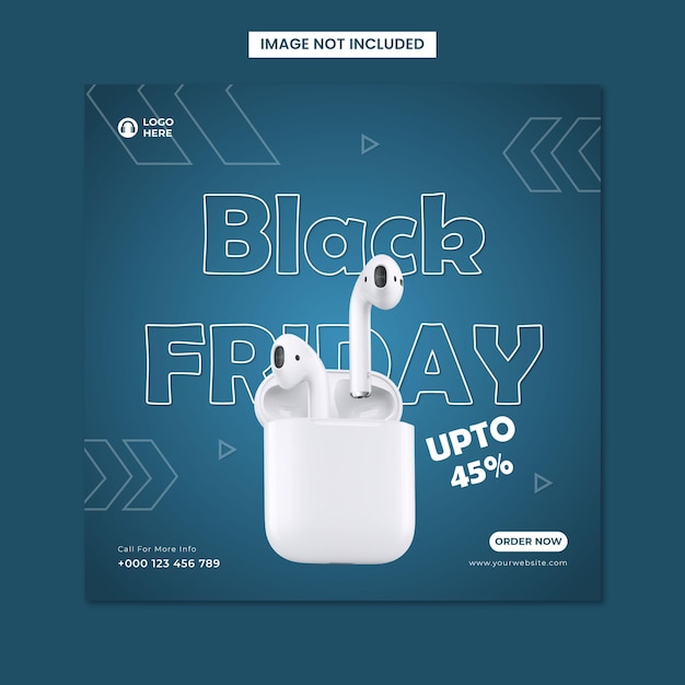 Black friday-kopfhörerverkauf-social-media-instagram-beitragsvorlage