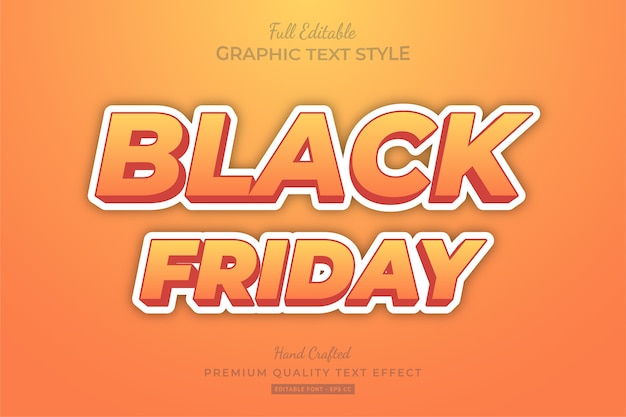 Black friday orange cartoon bearbeitbarer textstil-effekt