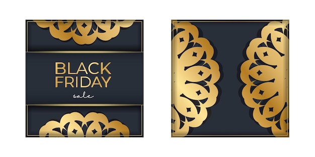 Black friday party poster vorlage dunkelblau mit abstraktem goldmuster