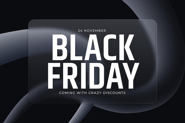 Black Friday Post-Design auf 3D-Hintergrund mit Glas-Effekt