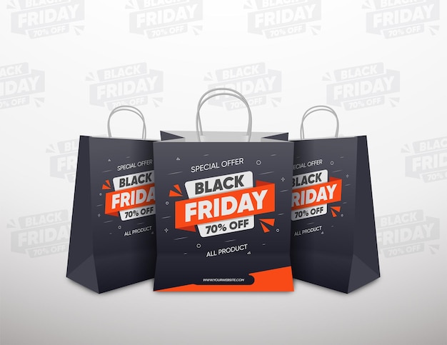 Vektor black-friday-rabatt mit einkaufstasche black-shop-tasche vektor-illustration