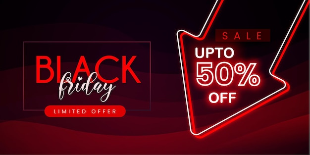 Black friday sale banner in rot & schwarz für social media und geschäftszwecke free vector