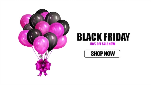 Black friday sale banner mit ballons