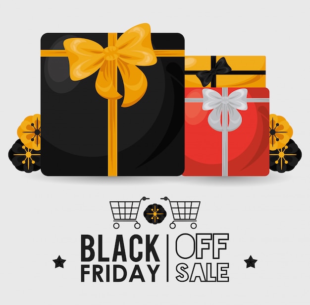 Black friday sale banner mit geschenkboxen