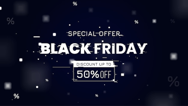 Black friday sale banner mit glitch-thema