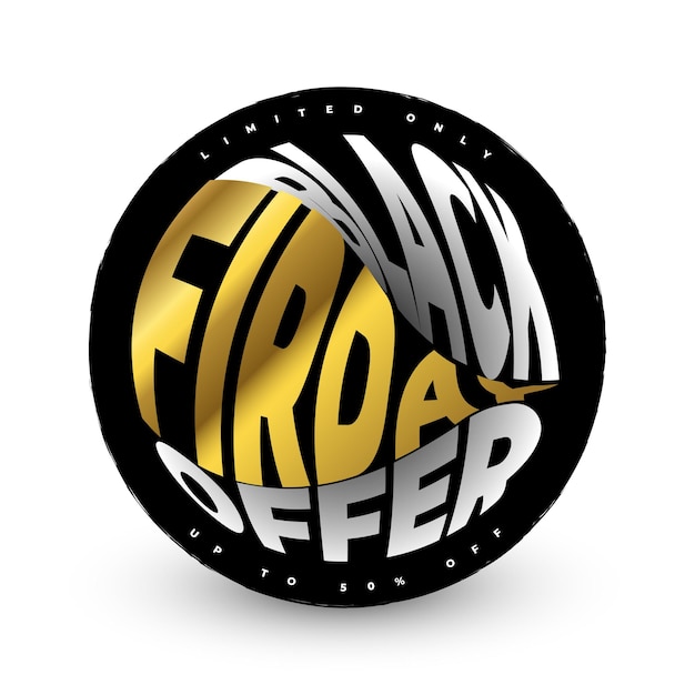 Black Friday Sale Banner oder Poster mit weißem und goldenem Text Werbung und Promotion Banner Design für die Black Friday Kampagne