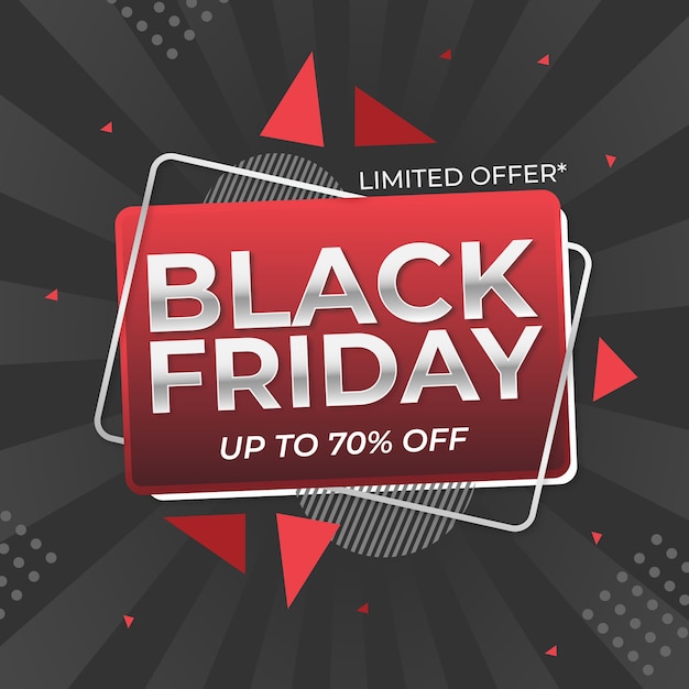 Black friday sale. banner, rote farbe auf dunklem hintergrund