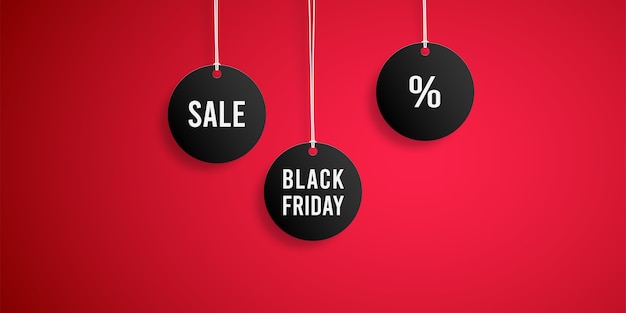 Black Friday Sale Black Tag isoliert auf rot