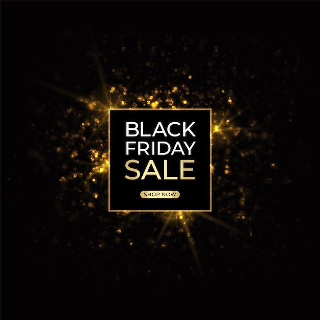 Black friday sale design dunkler hintergrund und goldene konfetti vektorillustration