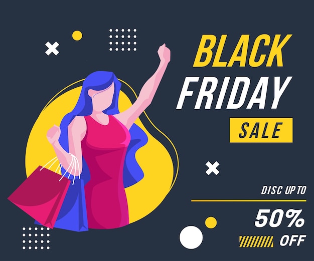 Black friday sale frau shopping banner