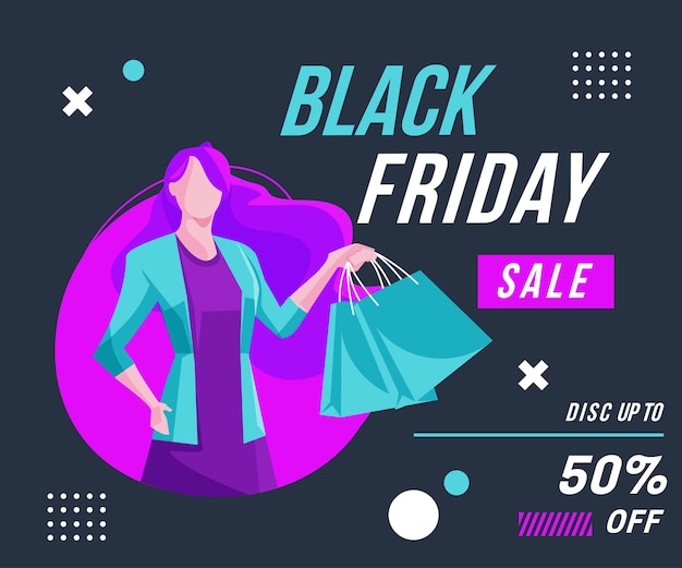 Black friday sale frau shopping banner