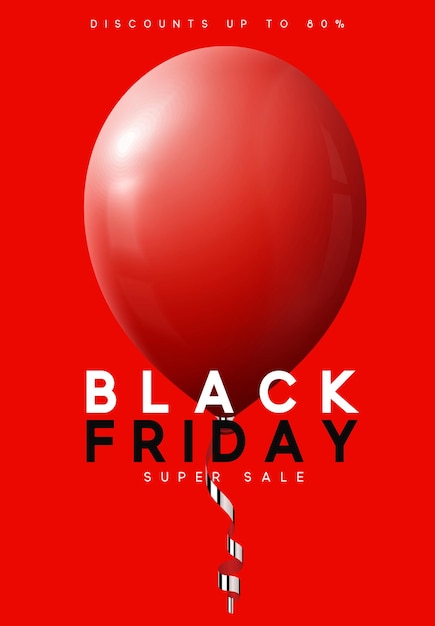 Black friday sale-hintergrund mit realistischen heliumballons. vektorillustration