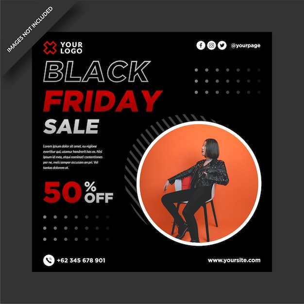 Black friday sale instagram post und social media post vorlage