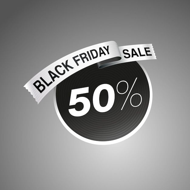 Black Friday Sale Label Logo auf grauem Hintergrund mit Farbverlauf Vektor-Illustration