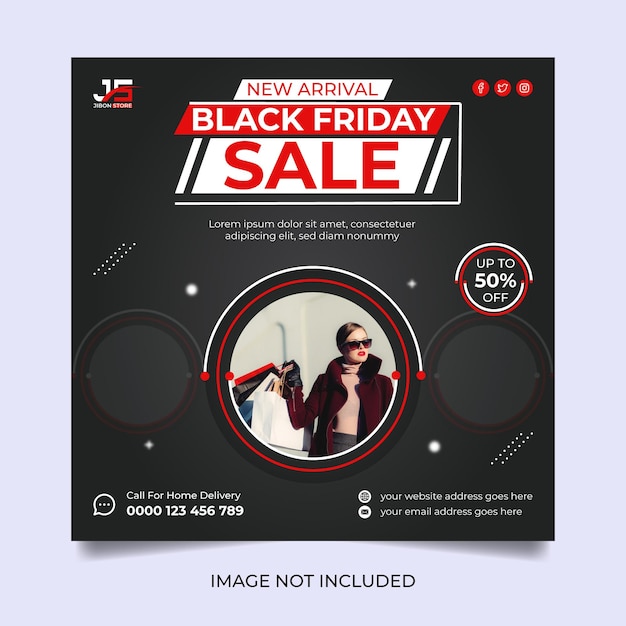 Black friday sale shopping social media template design