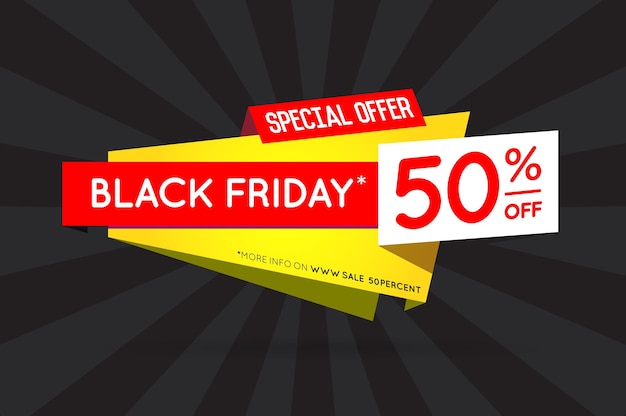 Black Friday Sale Sign Banner Poster bereit für Web und Print Vector Super Mega Huge Sale mit Sonderangebot