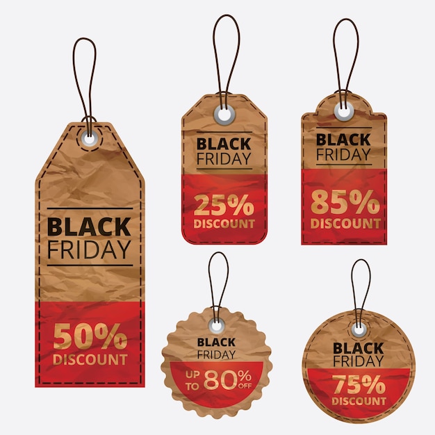 Black friday set sammlung mit papier textur