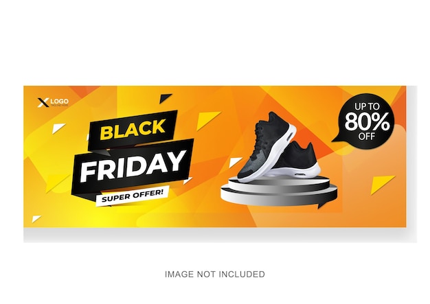 Black friday super bietet facebook-cover und web-banner-design-vorlage