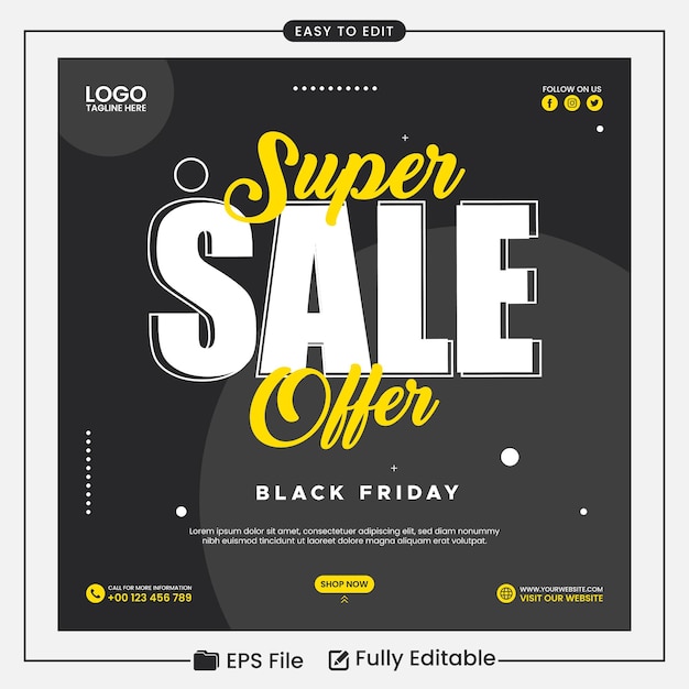 Black friday super sale angebot social media post vorlage