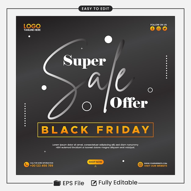 Vektor black friday super sale angebot social media post vorlage