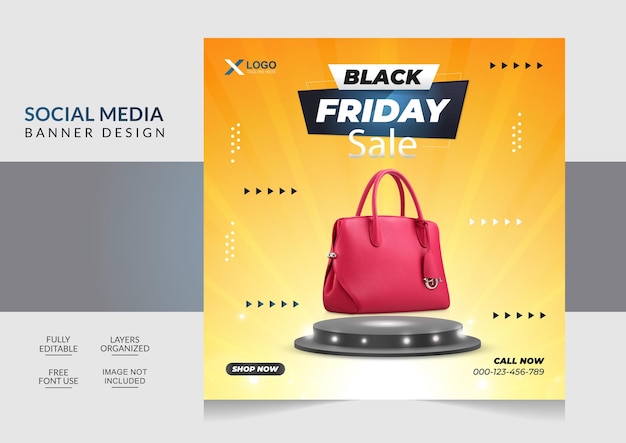 Black Friday Super Sale bietet Social-Media-Post-Banner-Vorlage