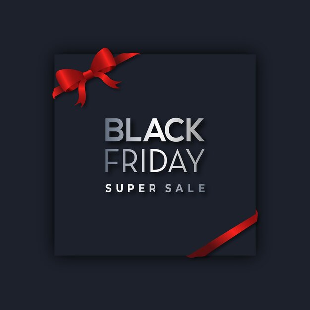 Black Friday Super Sale minimal elegantes Banner mit roter Schleife