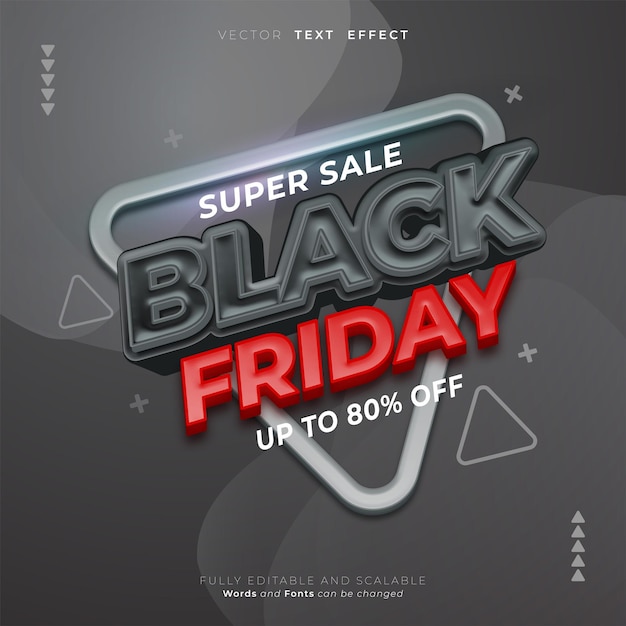Black Friday Super Sale Social-Media-Post-Banner-Vorlage mit bearbeitbarem Text im dreidimensionalen Stil